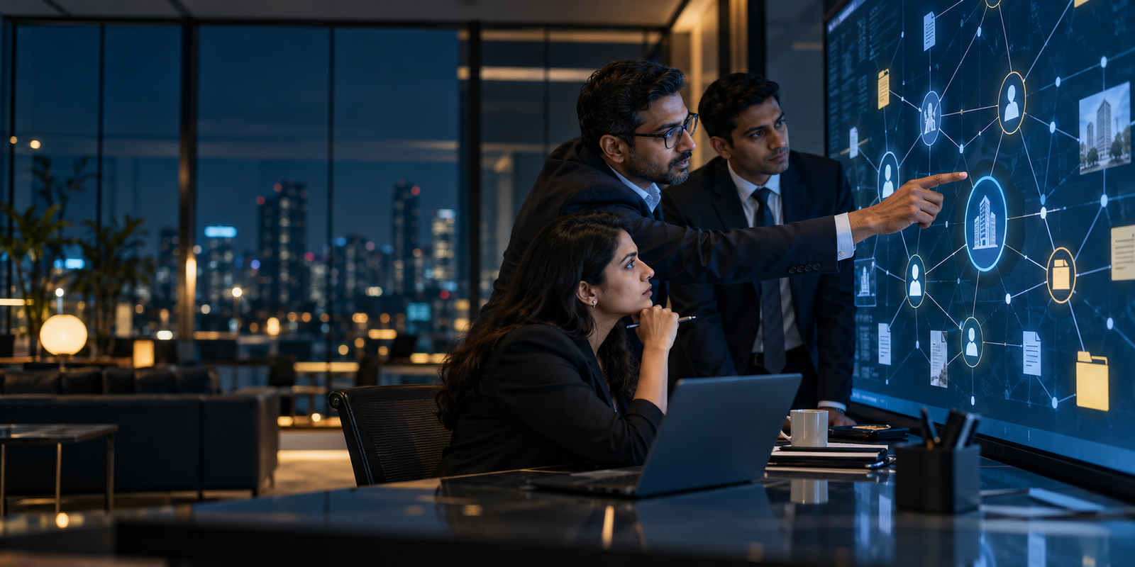 Corporate investigation of company connections and financial records